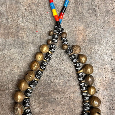 Yoruba African Brass & Beaded Necklace