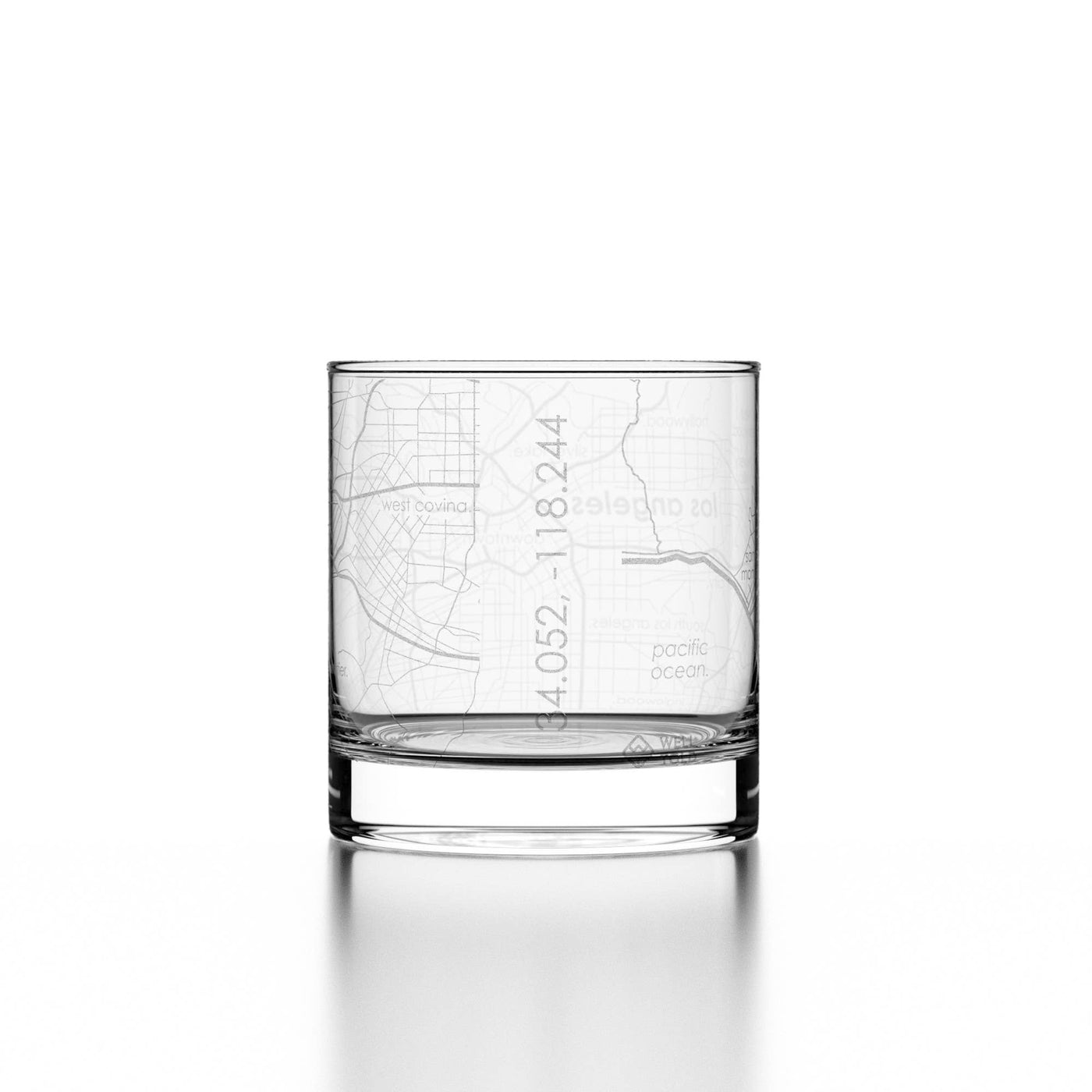 Los Angeles CA Map Rocks Whiskey Glass-Well Told