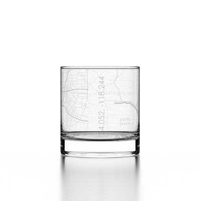 Los Angeles CA Map Rocks Whiskey Glass-Well Told