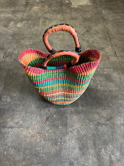 U SHAPED BASKETS W/ LEATHER HANDLES