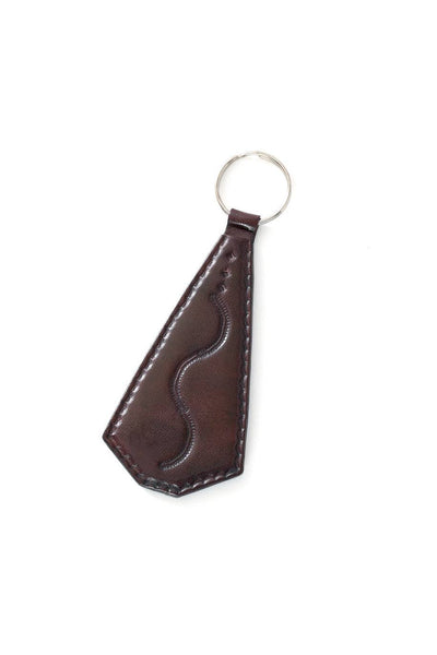 Brown Stamped Leather Key Ring-Swahili | AFRICAN MODERN
