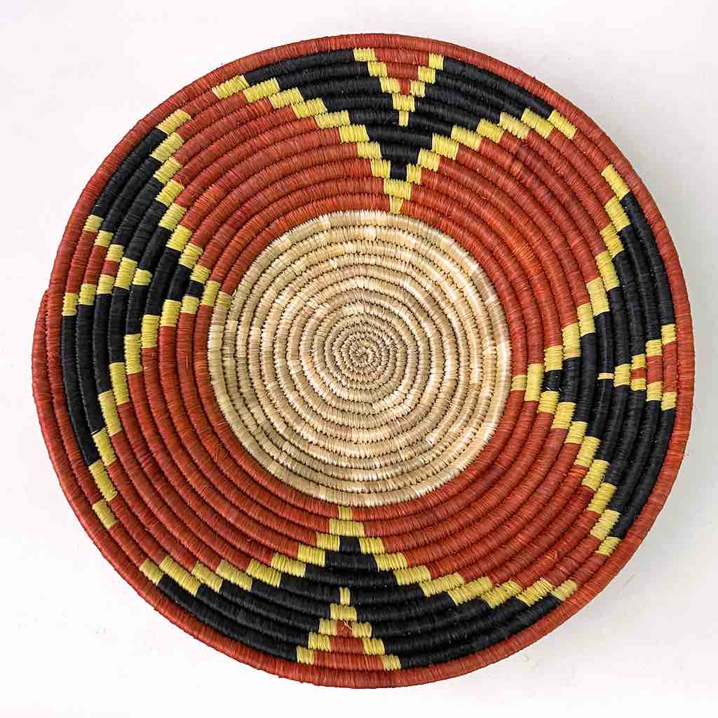 Very Thin Coil Finest Quality Handwoven Rwenzori Raffia Shallow Basket/Bowl | 8.5"-The Niger Bend