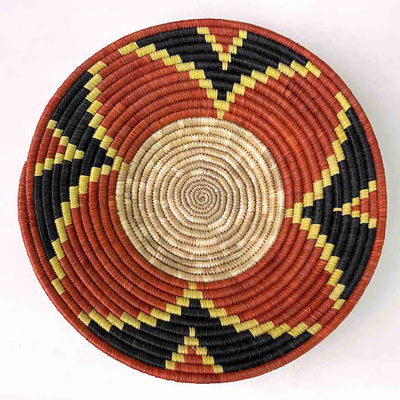 Very Thin Coil Finest Quality Handwoven Rwenzori Raffia Shallow Basket/Bowl | 8.5"-The Niger Bend