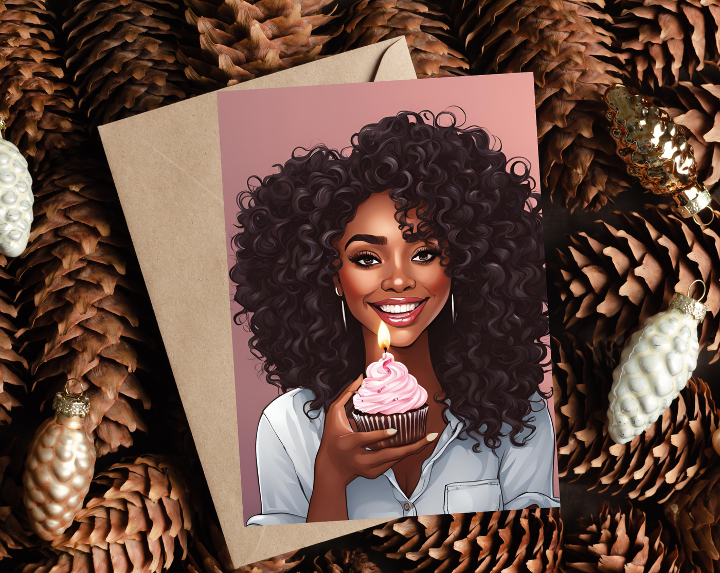 Cupcake Woman Greeting Card-Self Care Tribe
