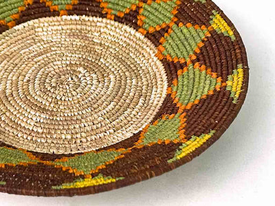 7" Small Very Thin Coil Finest Quality Handwoven Rwenzori Raffia Shallow Basket/Bowl |  - The Niger Bend
