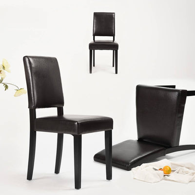 HOMYCASA DESIGN INC - Classic Brown PU Leather Dining Chair