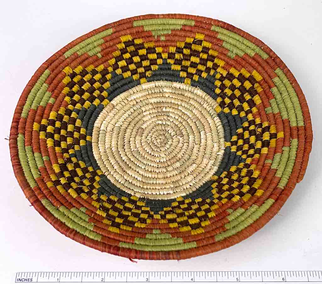 7" Small Very Thin Coil Finest Quality Handwoven Rwenzori Raffia Shallow Basket/Bowl | - The Niger Bend