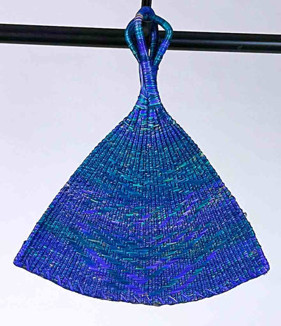 Raffia Hand Fan Accessory Handwoven in Togo - Purple & Blue-The Niger Bend