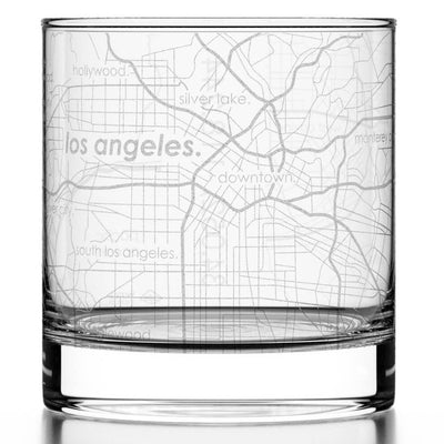 Los Angeles CA Map Rocks Whiskey Glass-Well Told