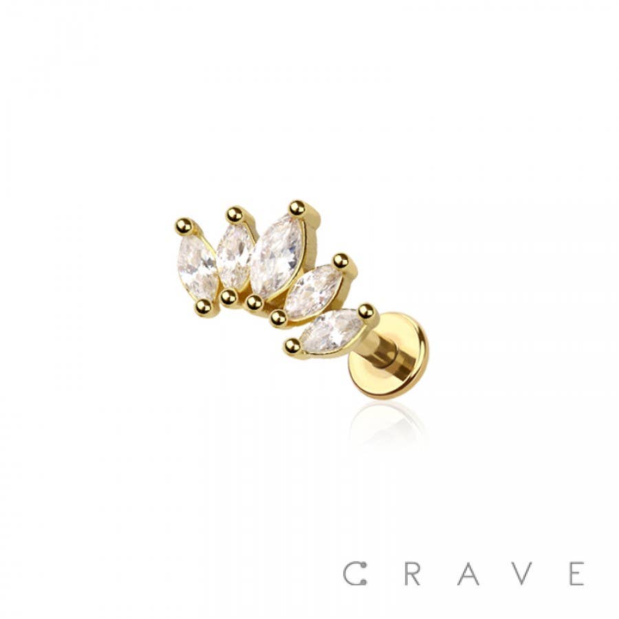 Crave Body Jewelry- CZ Prong Paved Gem Marquise