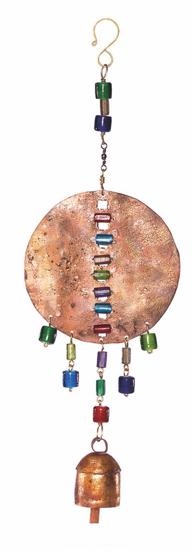 Copper Circle-Colored Lines/Beads & Bell-Moksha Imports