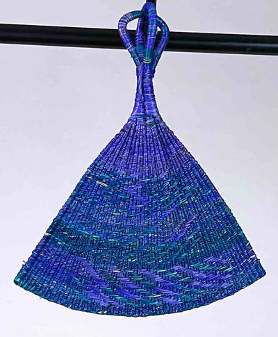 Raffia Hand Fan Accessory Handwoven in Togo - Purple & Blue-The Niger Bend