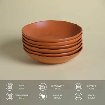 Bio Stoneware Terracotta Salad Bowl, 28 Oz -Porto Brasil