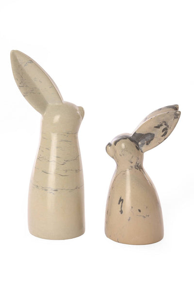 Swahili | AFRICAN MODERN - Natural Soapstone Pair of Big Ear Bunnies
