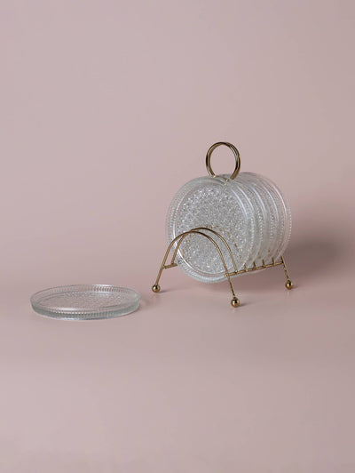 Made Market Co. - Glass Coasters Metal Caddy Set MCM