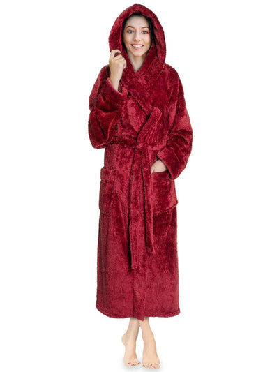 Women's Sherpa Fluffy Robe with Hood - Pavilia