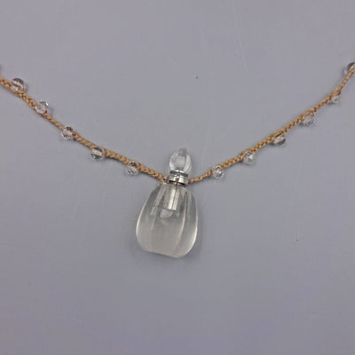 Beaded and Crochet Necklace With a Hand Crafted Clear Quartz-IST Jewelry