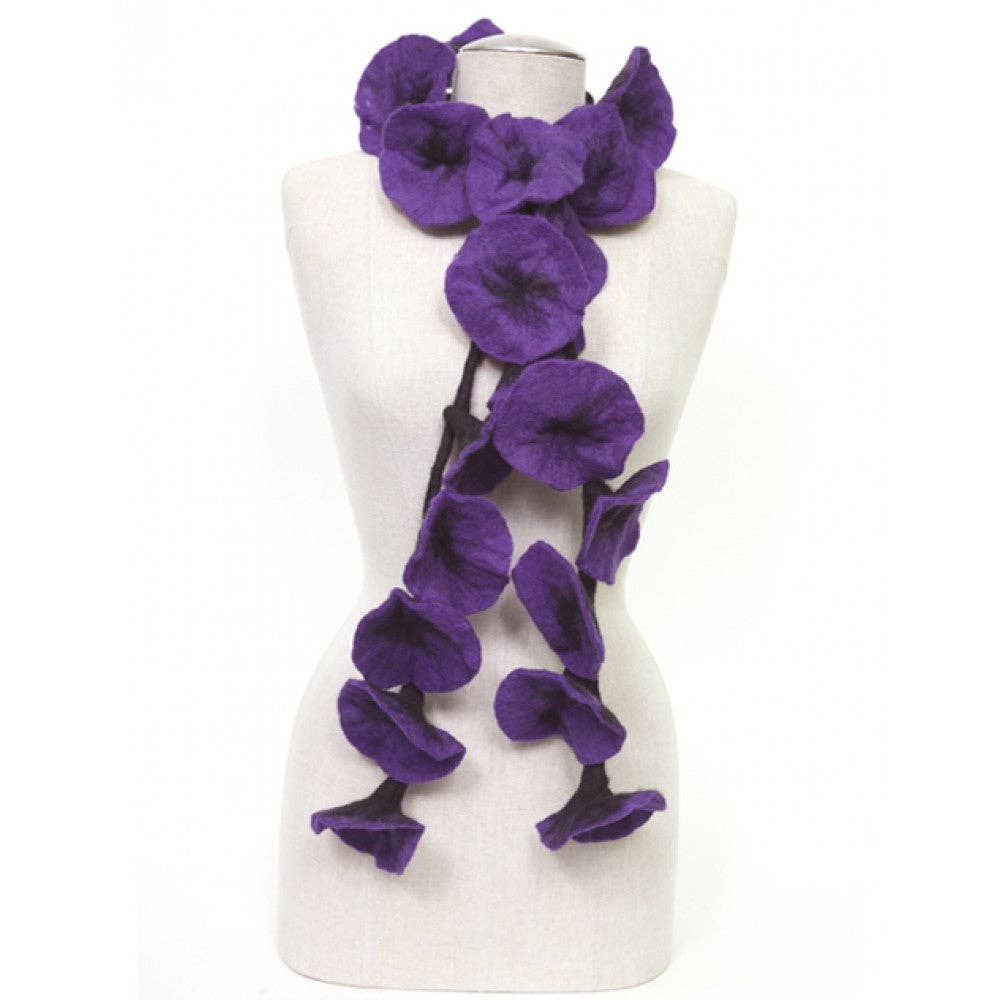 BNB Crafts Inc. - Felted flower scarves- Purple/ Black
