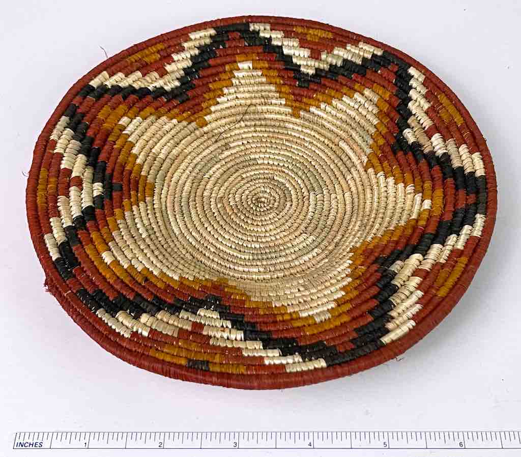 7" Small Very Thin Coil Finest Quality Handwoven Rwenzori Raffia Shallow Basket/Bowl | - The Niger Bend