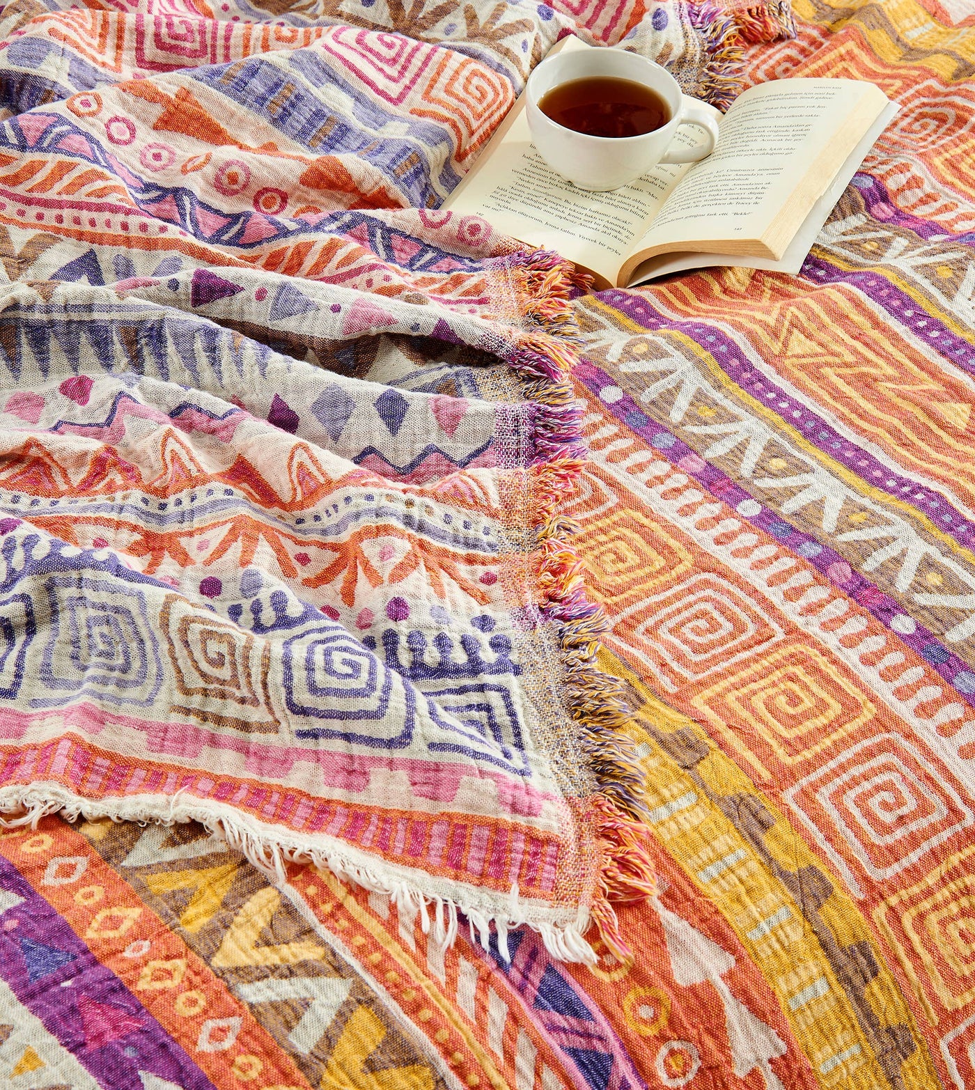 Kikoya - Boho Bedspread Turkish Cotton Summer Blankets Throw Bohemian