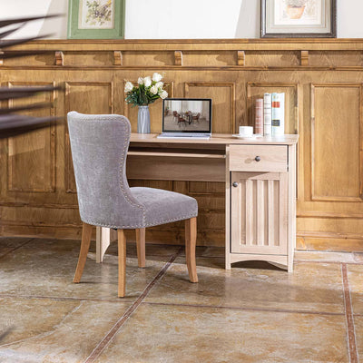HOMYCASA DESIGN INC - Tufted Side Dining Chair Fabric Solid Wood Legs