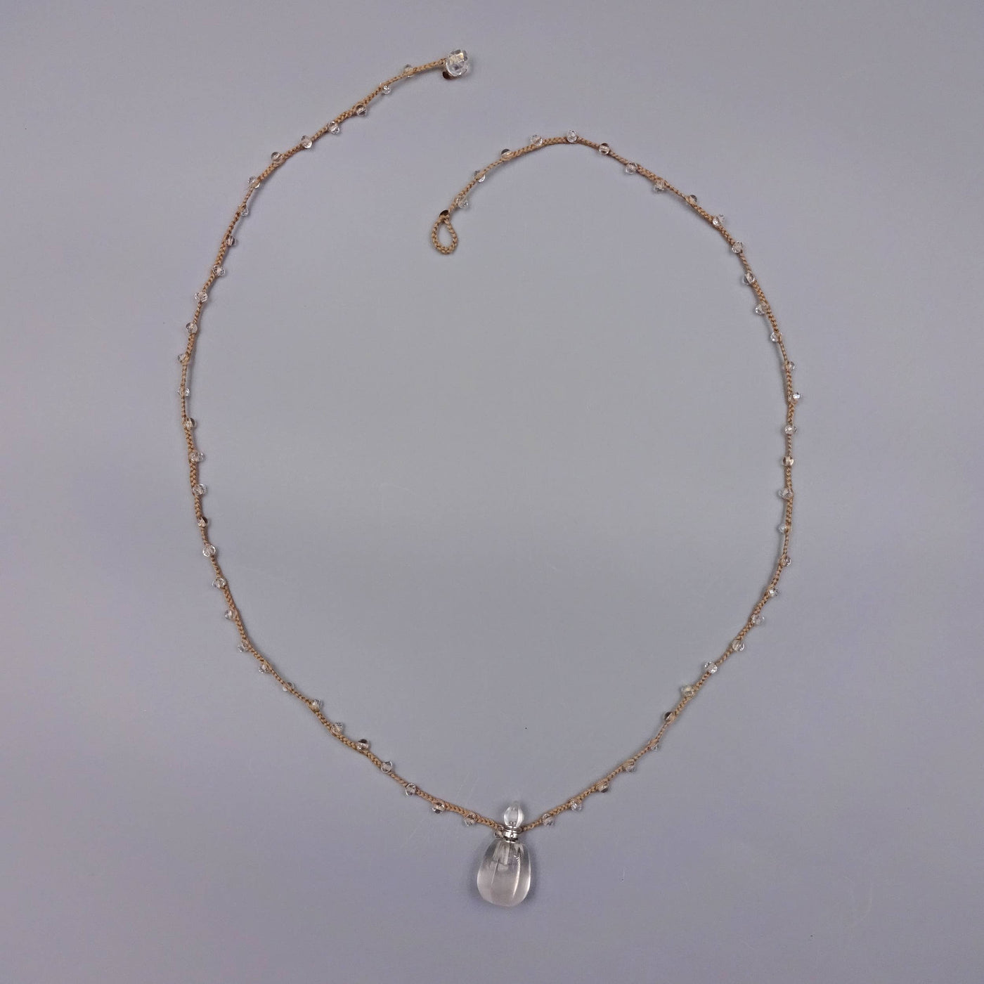 Beaded and Crochet Necklace With a Hand Crafted Clear Quartz-IST Jewelry