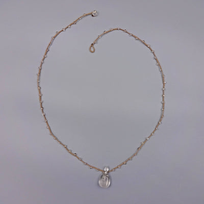 Beaded and Crochet Necklace With a Hand Crafted Clear Quartz-IST Jewelry