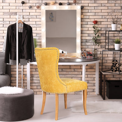 HOMYCASA DESIGN INC - Tufted Side Dining Chair Fabric Solid Wood Legs