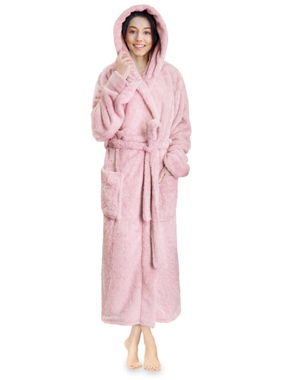 Women's Sherpa Fluffy Robe with Hood - Pavilia