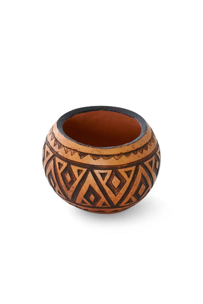 Small Geometric Etch Calabash Storage Bowl - Assorted Designs-Swahili | AFRICAN MODERN