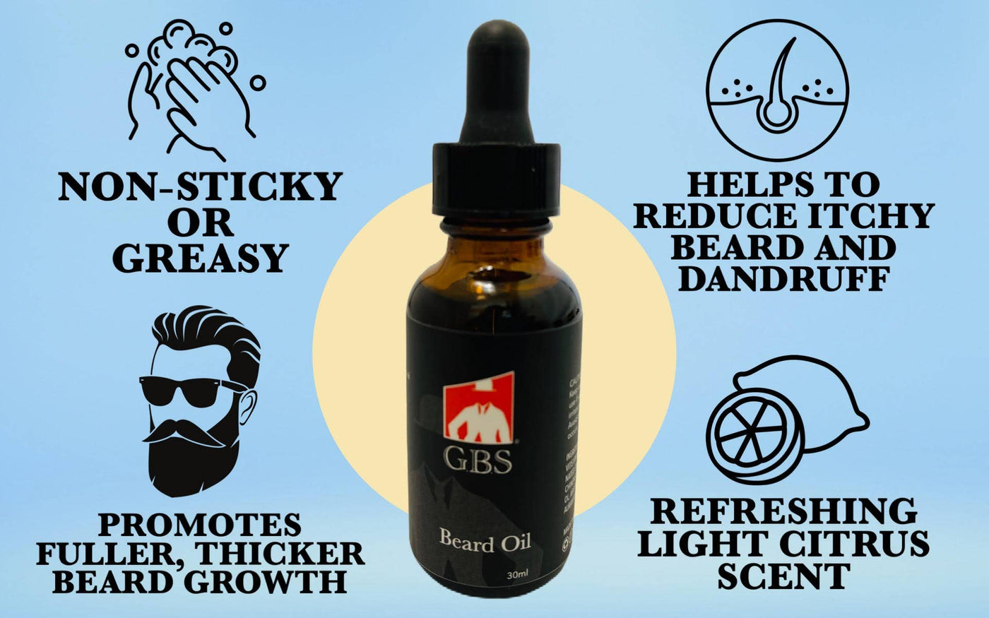 GBS BEARD OIL WITH JOJOBA + GRAPESEED OIL-GENTS FINE GROOMING PRODUCTS -