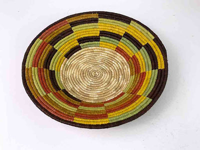 8" Small Very Thin Coil Finest Quality Handwoven Rwenzori Raffia Shallow Basket/Bowl | - The Niger Bend
