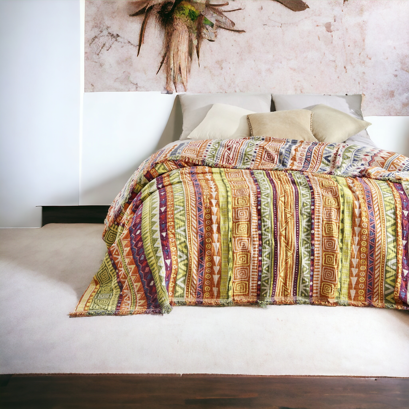 Kikoya - Boho Bedspread Turkish Cotton Summer Blankets Throw Bohemian