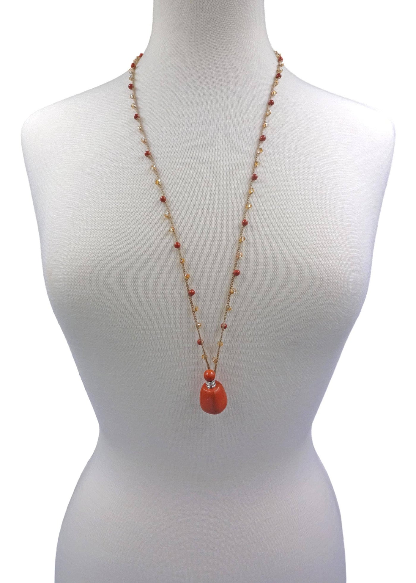 Red Jasper Perfume Bottle Pendant Necklace-IST Jewelry