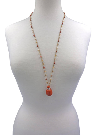 Red Jasper Perfume Bottle Pendant Necklace-IST Jewelry