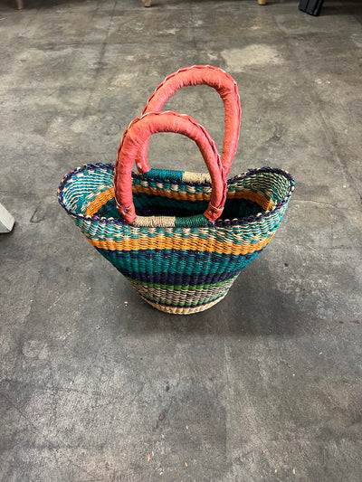 U SHAPED BASKETS W/ LEATHER HANDLES