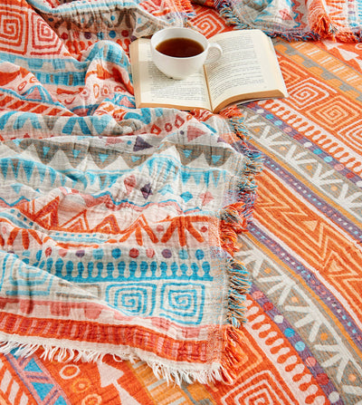 Kikoya - Boho Bedspread Turkish Cotton Summer Blankets Throw Bohemian
