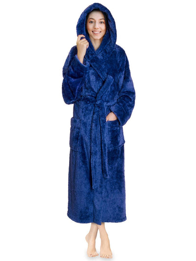Women's Sherpa Fluffy Robe with Hood - Pavilia