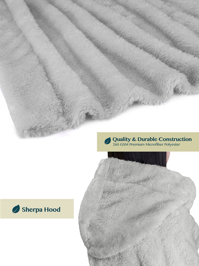 Women's Sherpa Fluffy Robe with Hood - Pavilia