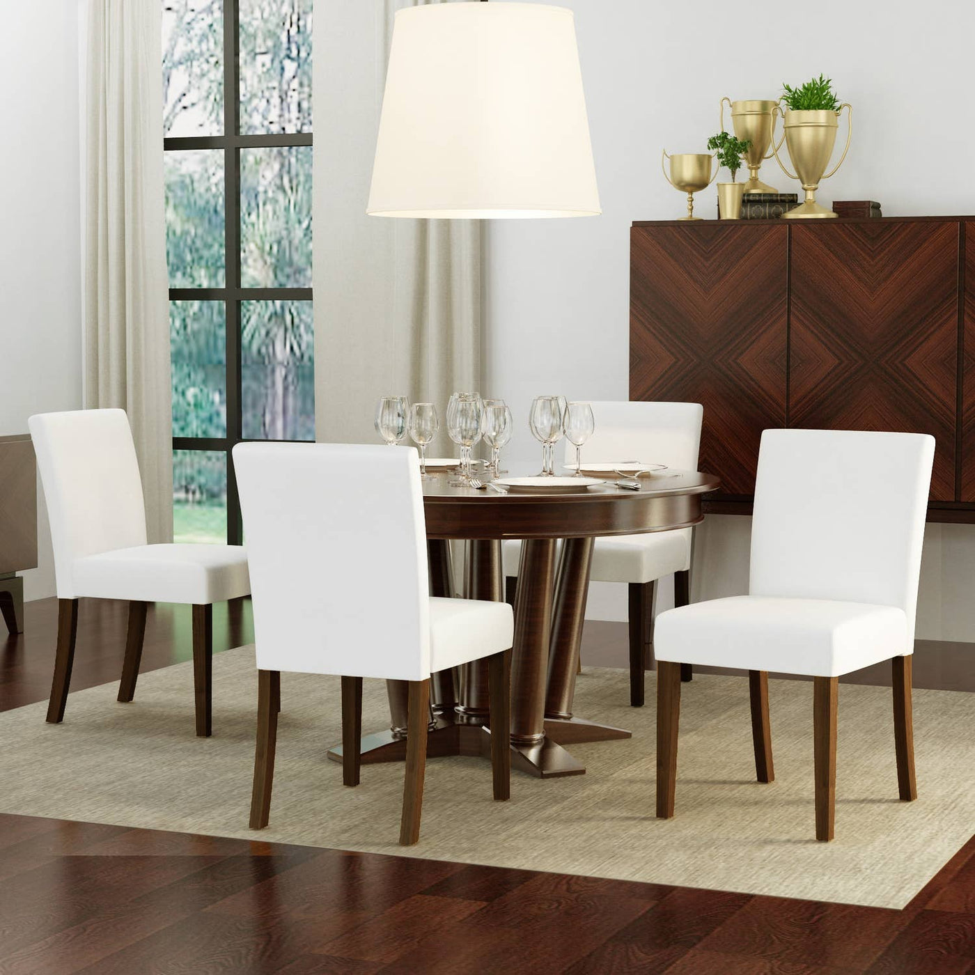 HOMYCASA DESIGN INC - Traditional Fabric Dining Chair with Solid Wood Legs