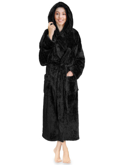 Women's Sherpa Fluffy Robe with Hood - Pavilia