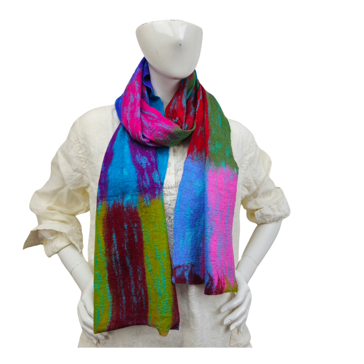 Colorful Merino Wool Felt Scarf-Feltiful