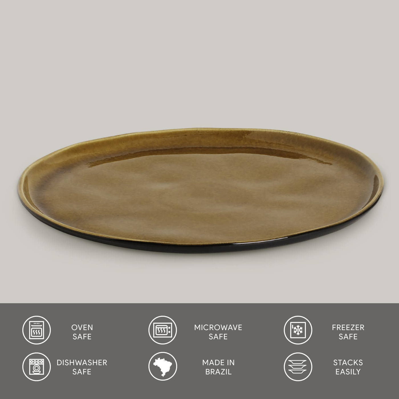 Bio Stoneware Amber Dinner Plate, 10.8"-Porto Brasil