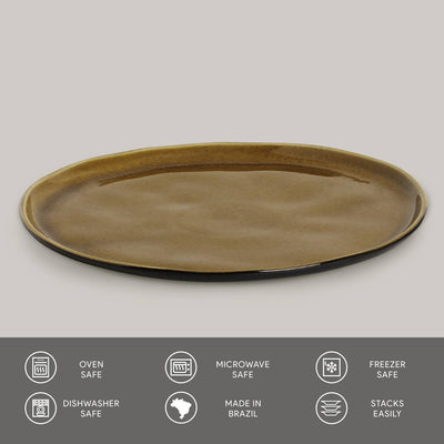 Bio Stoneware Amber Dinner Plate, 10.8"-Porto Brasil