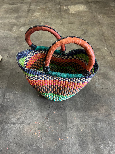 U SHAPED BASKETS W/ LEATHER HANDLES