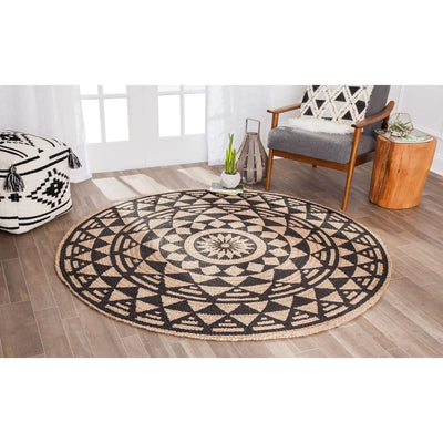 Pippin Black & Tan Jute Rug-Anji Mountain