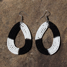 Maasai Bead Zebra Black and White Teardrop Earring-Global Crafts