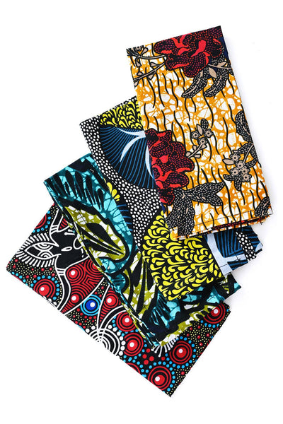 Set of 4 Assorted Colorful Kitenge Dinner Napkins - Swahili | AFRICAN MODERN