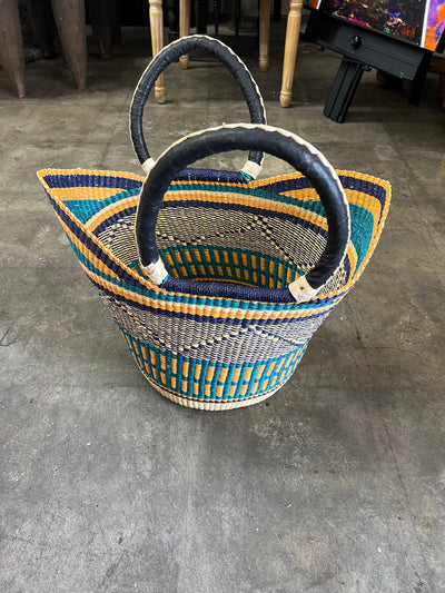 U SHAPED BASKETS W/ LEATHER HANDLES