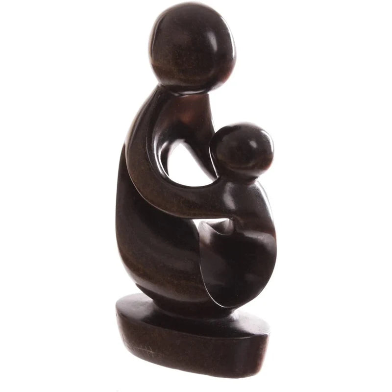 Shona Tribe Serpentine Stone Mother and Child - Spiral ~7.9" Tall